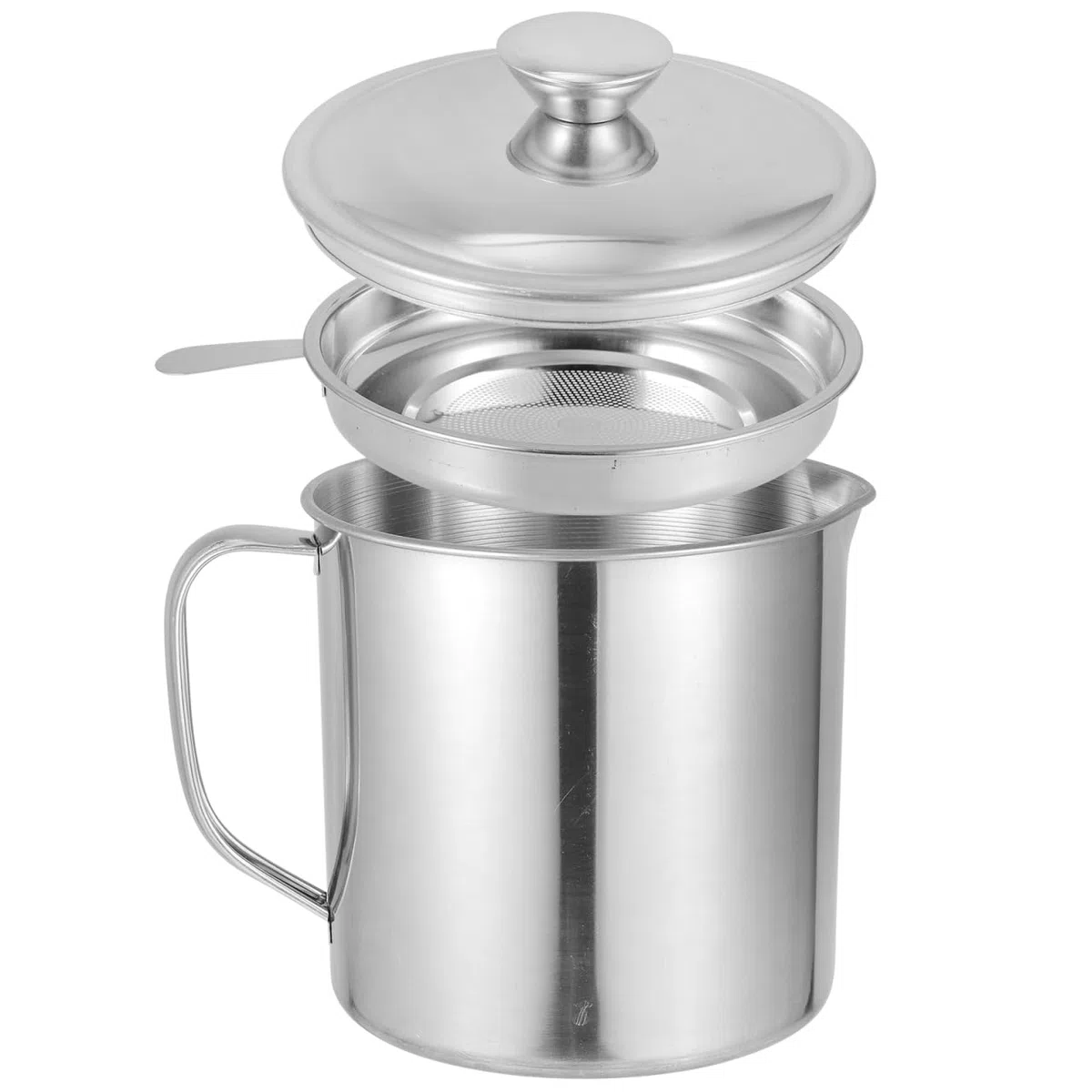 Cabilock Contenedor De Grasa De Tocino Con Filtro De Acero Inoxidable Y Mango Ergonomico Para Cocina 6.7X5.5X5.1 Pulgadas Almacenamiento Y Filtrado De Aceite