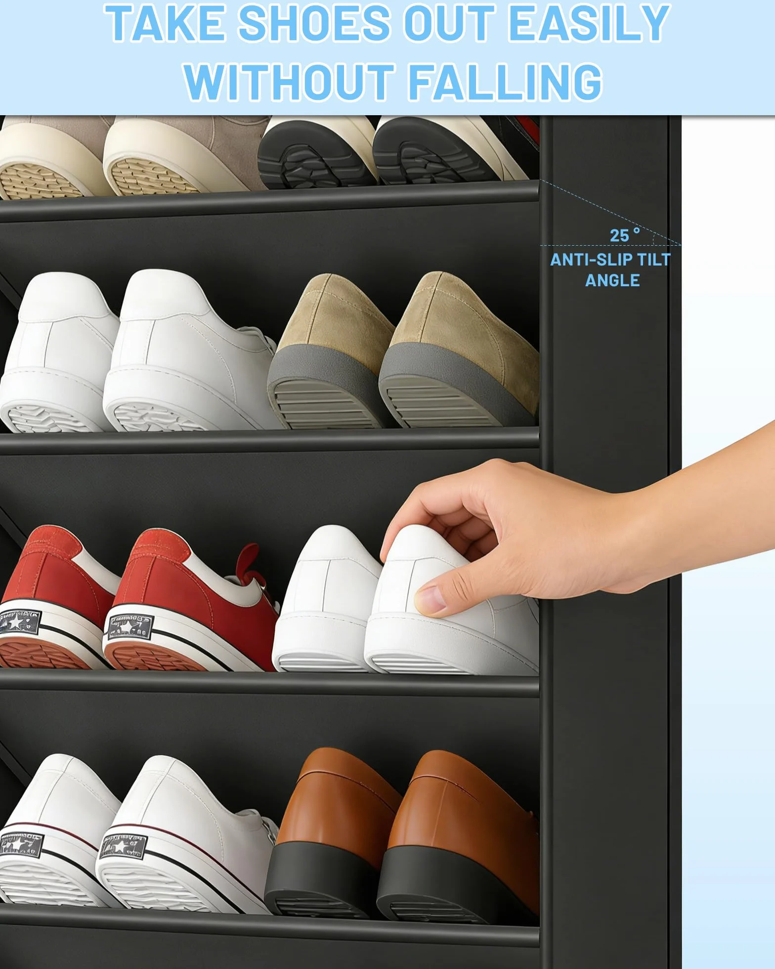 8 Bolsillos Zapatero Colgante Puerta – Organizador de Zapatos Puerta para 16-24 Pares de Zapatos – Zapatero Pared Plegable para Colgar Zapato, Negro