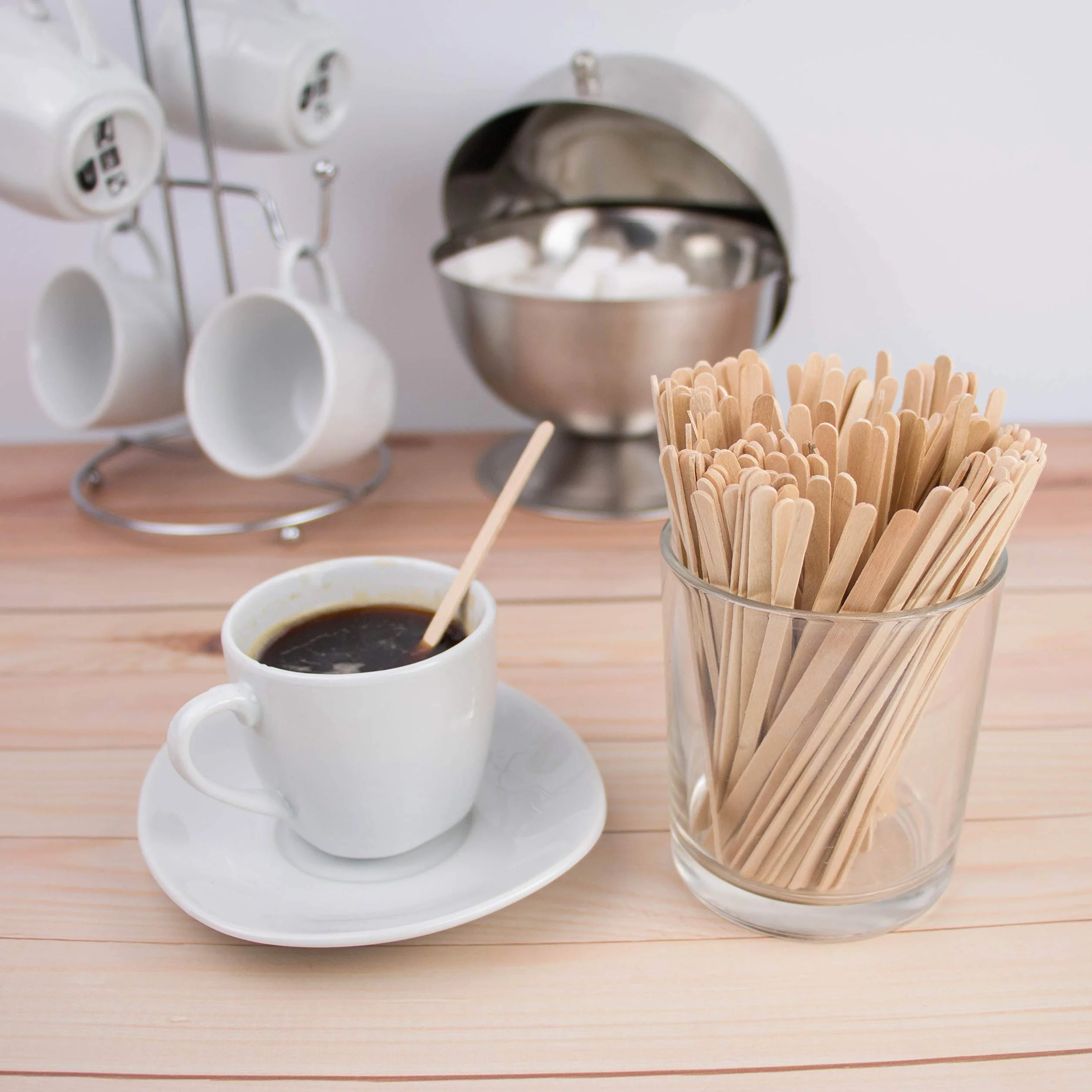 Touillettes Agitadores de Madera 14 cm – Mezcladores para Café Té (4000)