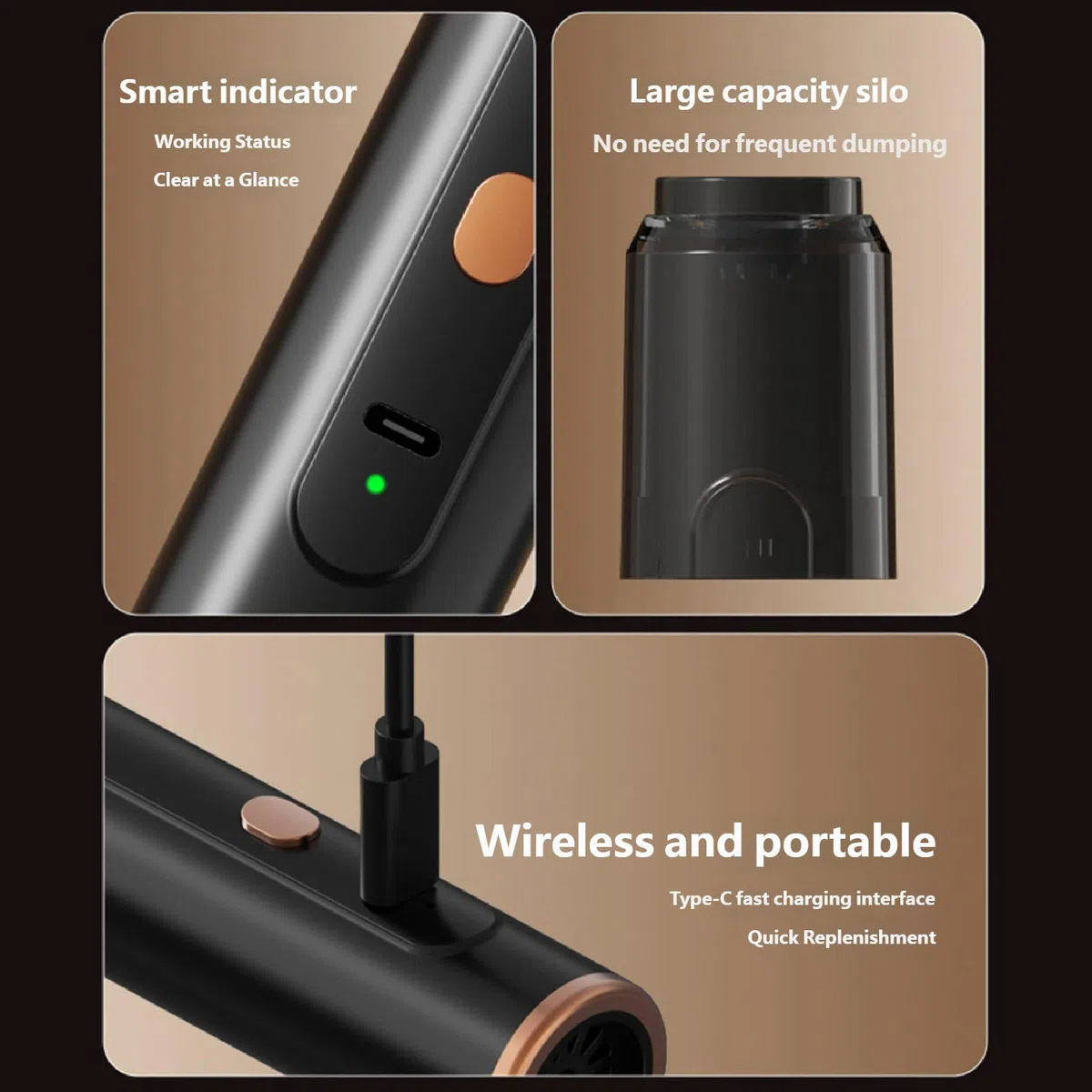 Aspiradoras portátiles de ABS para café en polvo, colector de mano inalámbrico para cocina y oficina, colector de alta potencia