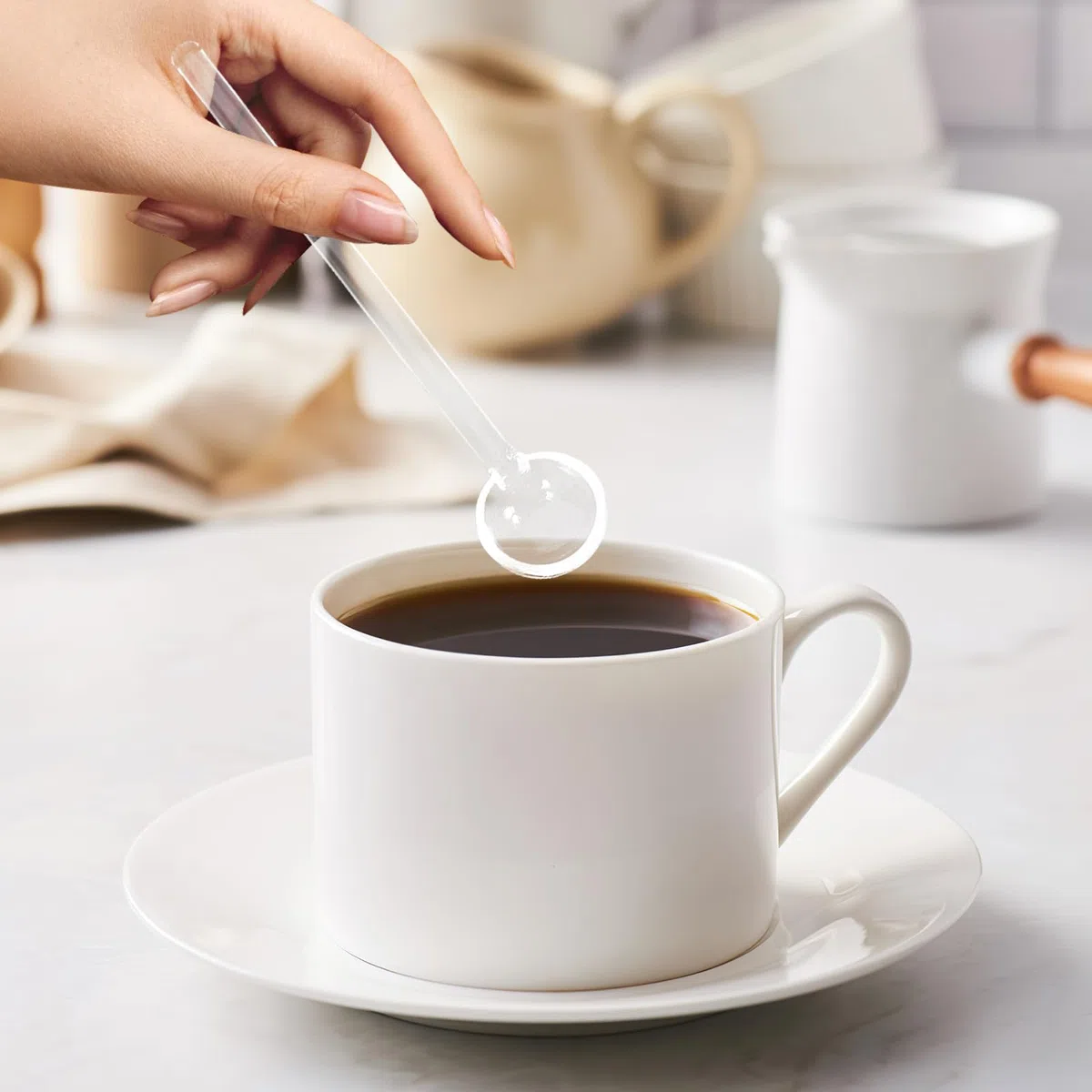UPKOCH Juego de 6 cucharas de cristal para café, postres, té, helado, para café, té, mermelada, de baño