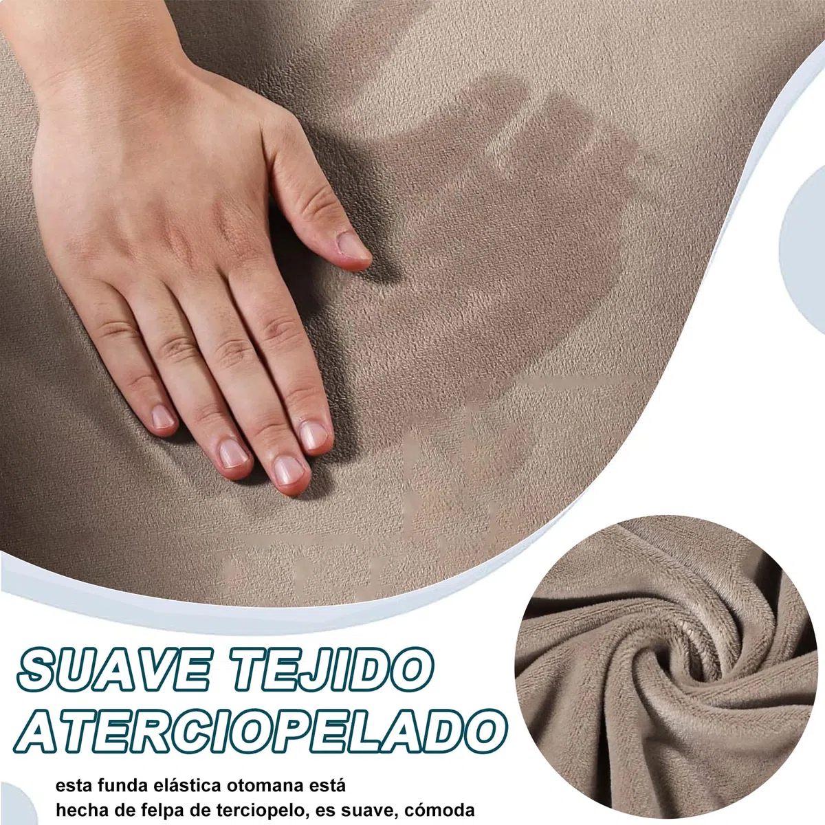 Funda Otomana Rectangular, Elasticidad Funda De Reposapiés Terciopelo Funda para Taburete Extraíble Antideslizante Funda De Puff con Parte Inferior Elástica-Gris Pardo-X-Large