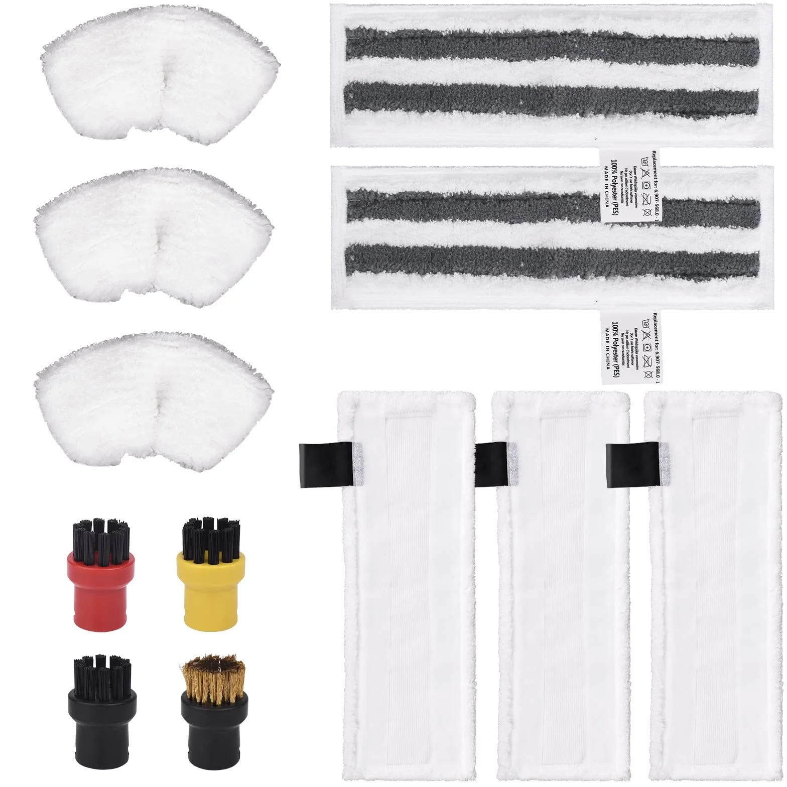 12 Accesorios para Limpiador a Vapor Kärcher Easyfix SC2 SC3 SC4 SC5, 3 paños de microfibra, 3 boquillas de mano Microfiber Cloth, 2 lijadoras, 3 cepillos de nailon + 1 cepillo de latón