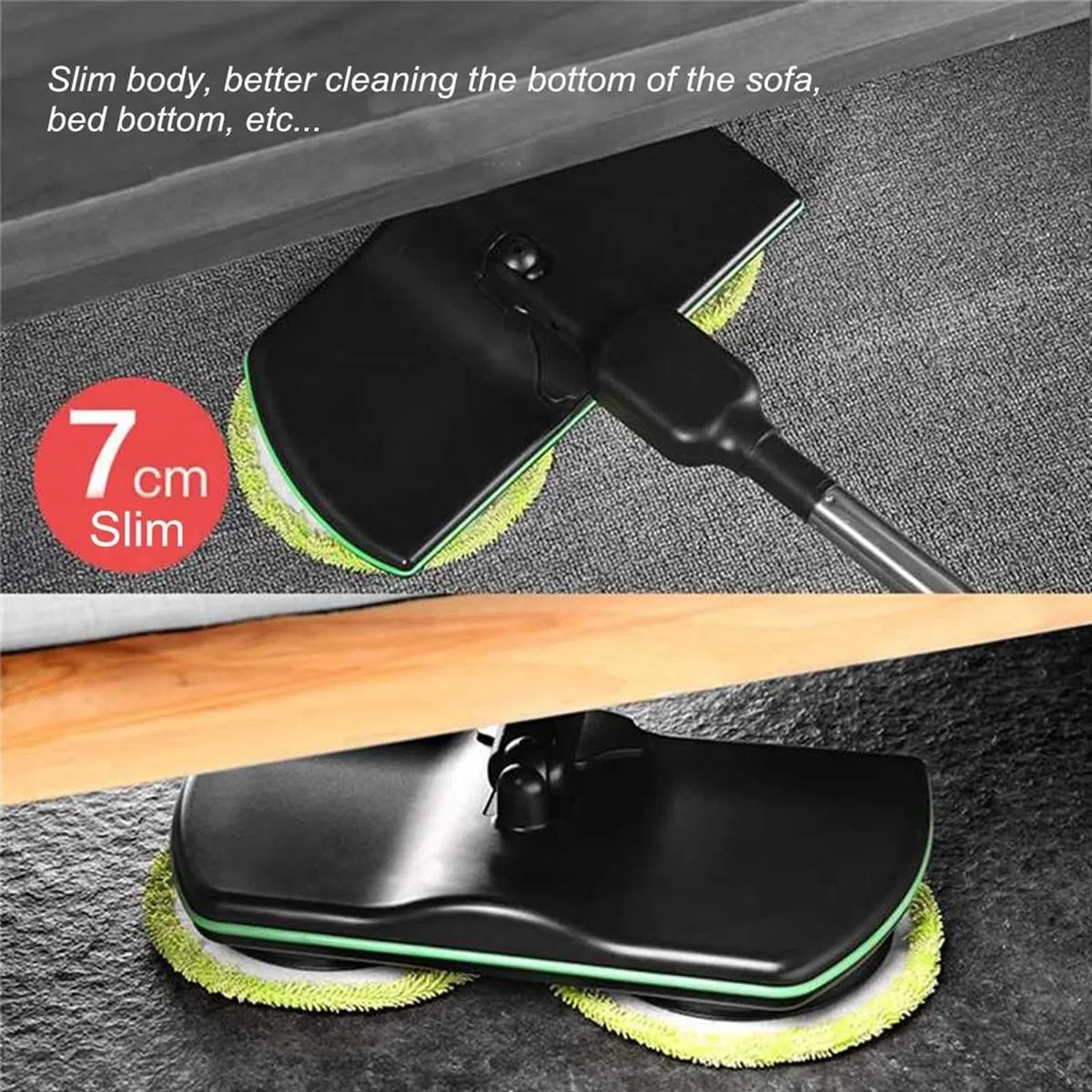 Mopa Giratoria Eléctrica de Limpieza,Mopa Spinning Recargable,Pulidora de Suelos con Mango Ajustable para Limpiar y Encerar Pisos de Madera Noble y Laminados