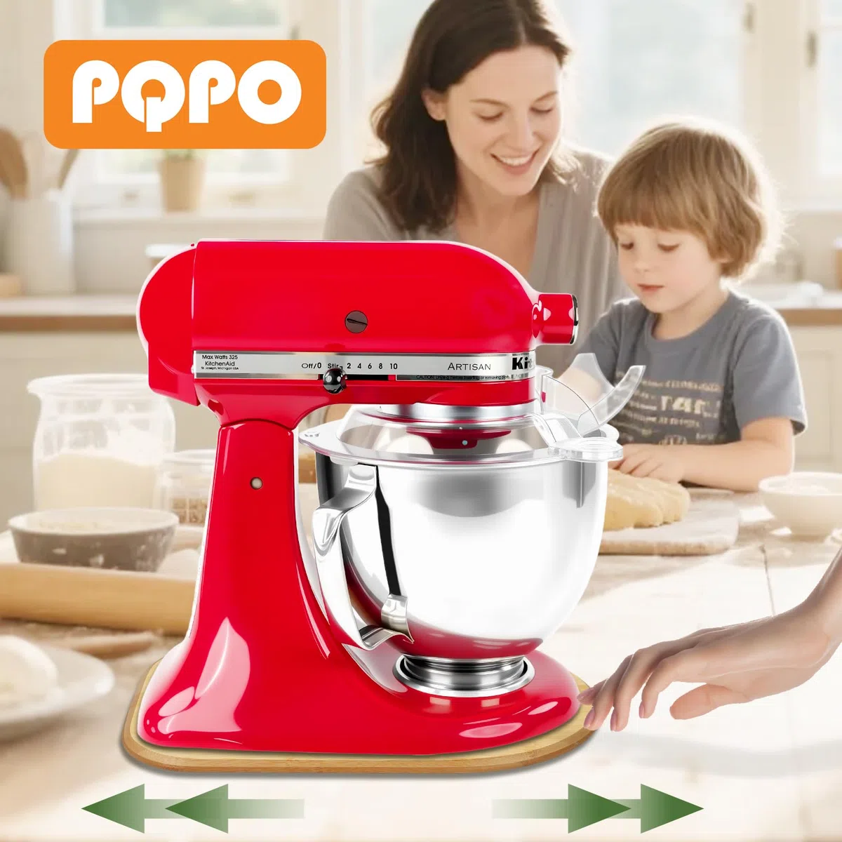 Mezclador deslizante de bambú compatible con batidora de soporte de elevación de tazón de cocina (4.5 cuartos de galón)