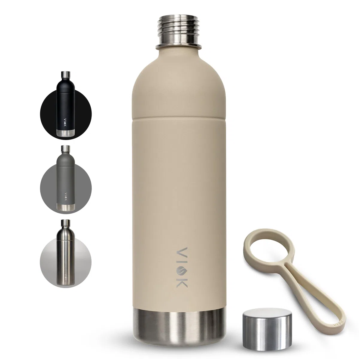 Botella para Aarke Carbonator 3 y 2 y Smeg SKC01, compatible con Brita SodaOne, Sodapop Cooper y Philips GoZero – botella de repuesto de acero inoxidable 1,3 L para gasificador de agua (1, Sand)