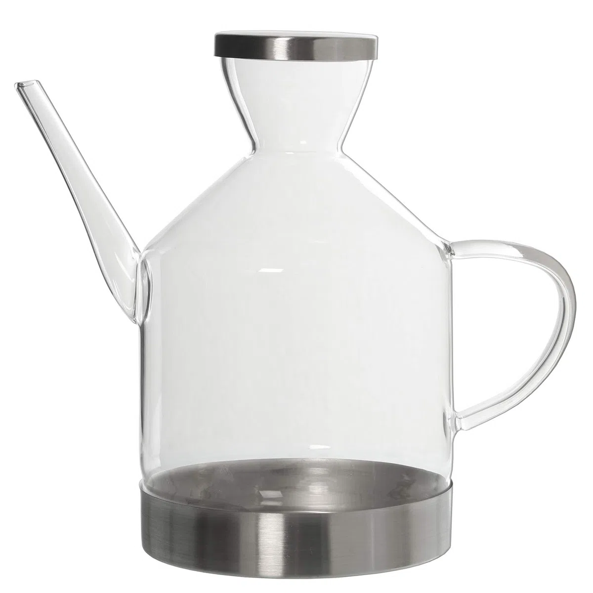 Aceitera antigoteo de 1 litro con Tapa y Base Acero Inoxidable 19.5x11x19cm