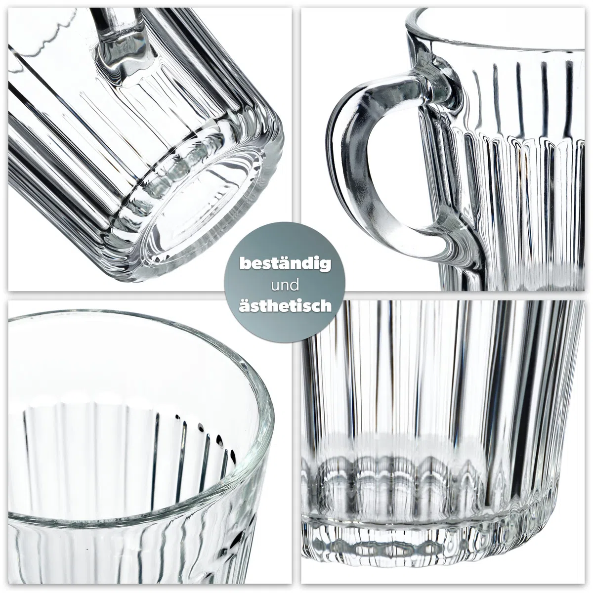 KADAX Tazas de Cristal 250ml, Vasos de Vidrio Transparente con Asa para Café, Té, Capuchino y Bebidas Calientes, Aptos para Lavavajillas (Juego de 6)