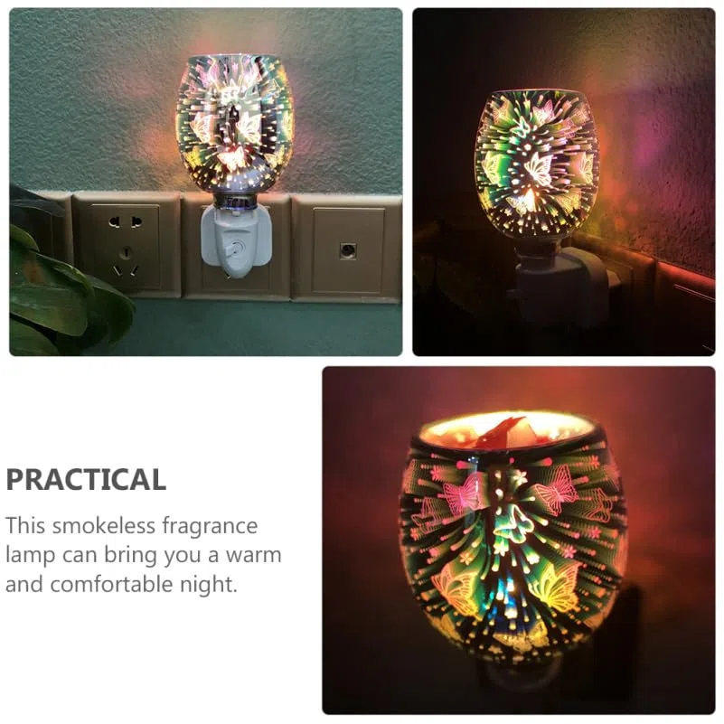 Mobestech Lámpara Aromaterapia Eléctrica 3D Patrón Deslumbrante Sin Humo para Quemador Wax Melts Y Aceites Esenciales Luz Decorativa para Hogar Oficina Dormitorio Enchufe UE 5.51X3.14X3.14In