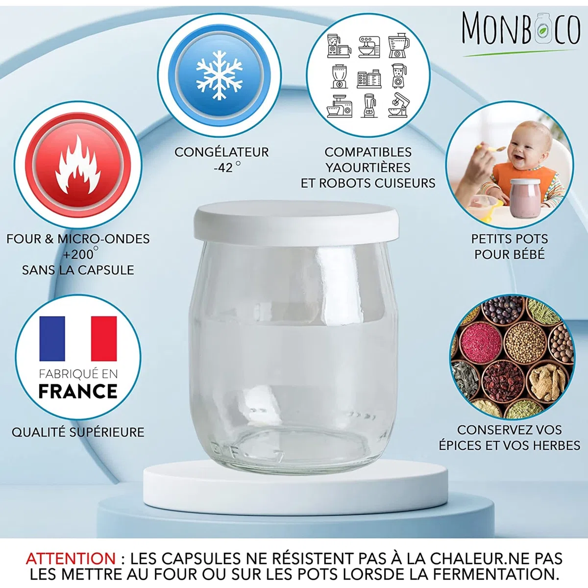 Juego de 12 Vasos yogurtera de cristal con tapa hermética | para yogurtera y robot de cocina (thermomix, etc) | 142 ML / 125G | Un bolígrafo borrable de cortesía