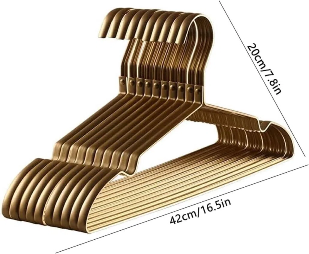 10 Uds Percha Para Abrigos Estante De Secado De Aleación De Aluminio Perchas Antideslizantes Estantes Organizadores Ahorradores De Espacio Para Vestido Toalla Traje Pantalones Para Sudadera(Gold)