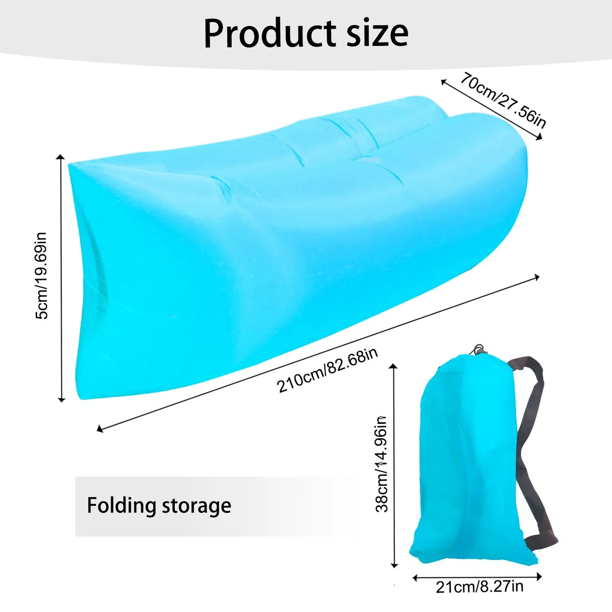 Sofá Inflable Playa, Tumbona Hinchable, 200 * 70cm Sofá Inflable Portátil Plegable, Anti Fugas de Aire con Paquete portátil Bolsa de Aire para Viajes, Camping, Festivales de Música