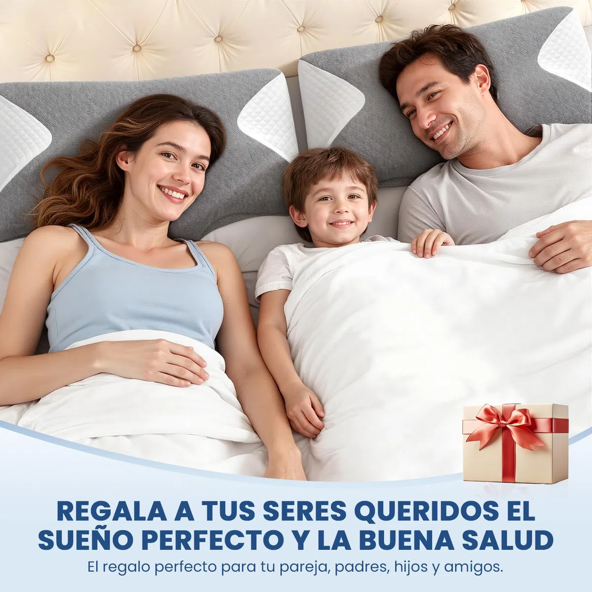A-Pce Almohada Cervicales y Cuello, Almohada Ergonómica de Espuma Viscoelástica, para Aliviar Dolores de Cuello, Hombro y Espalda, Ideal para Dormir de Lado, Boca Arriba y Boca Abajo, Gris-Blanco