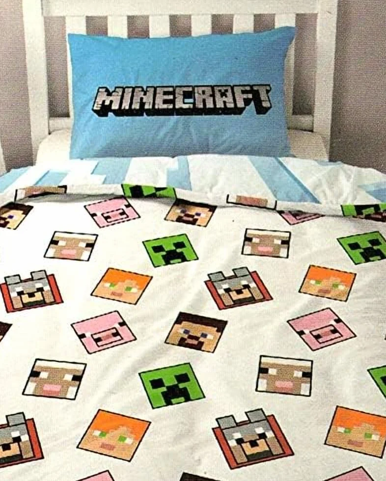 Minecraft Cactus Run Funda Nórdica Cama 90 140x200 + Funda Almohada 70x90 | Ropa de cama reversible | Algodón natural transpirable | Licencia Minecraft | Niños | Regalo | Lavable a máquina