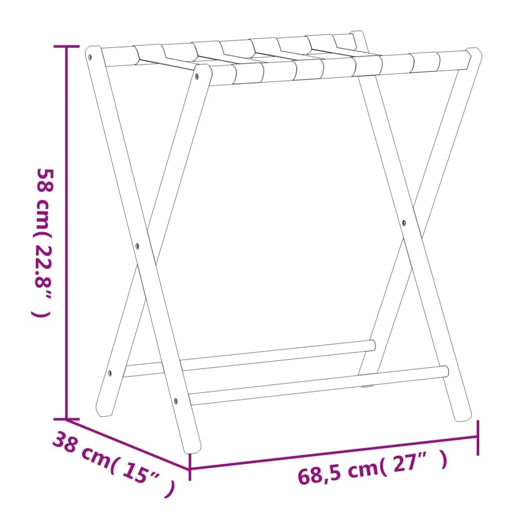 vidaXL Soporte para Maletas, Soporte de Zapatos, Portaequipajes Plegable, Soporte para Dormitorio Cuarto de Invitados, Bambú Negro 68,5x38x58 cm