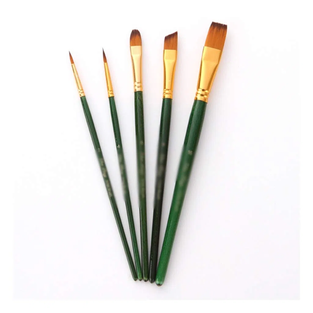 Pinceles para Pintura, Juego de 5 Pinceles para Acuarela con Mango de Madera y Punta de Nailon, Herramienta Profesional para Pintura al óleo y Dibujo.