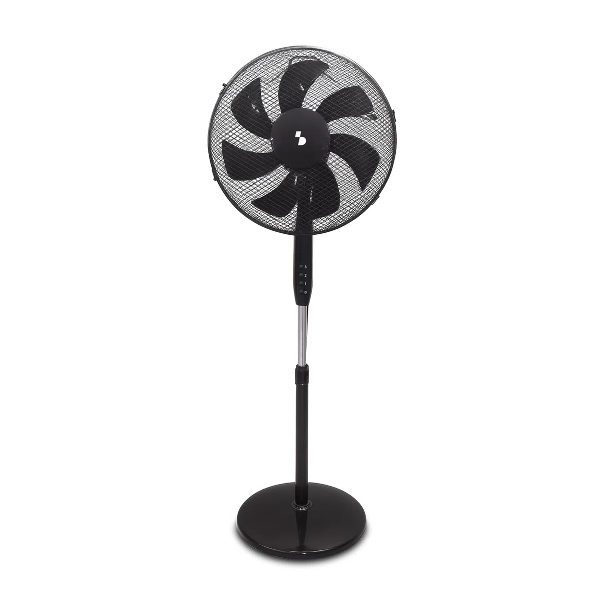 BEPER P206VEN120 Ventilador de pedestal de 7 aspas, 40 cm, oscilante, 3 velocidades, altura ajustable hasta 130 cm, base redonda estable, color negro