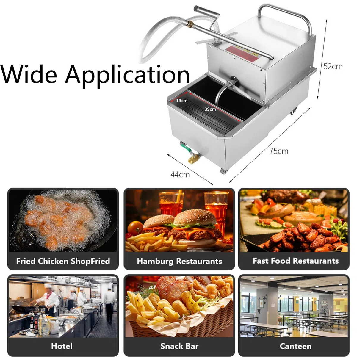 Filtro móvil para freidora, Carro de Filtro de Aceite para freidora de 550 W, máquina de filtrado de Aceite para freidora de 65 L, para supermercados y restaurantes,