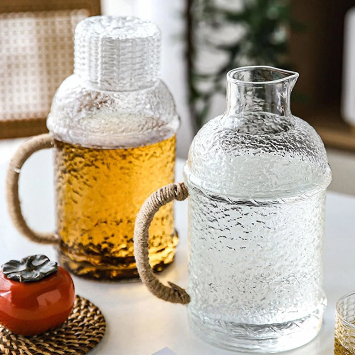 Jarra de Vidrio con Tapa Resistente al Calor Botella Gruesa para Agua Fría Jarra Grande para Hogar para Fiestas y Uso Diario