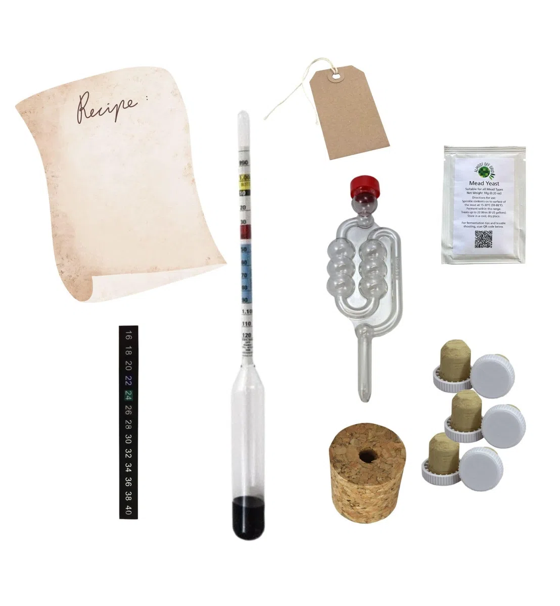 Kit de elaboración de hidromiel con hidrómetro para hacer vino de miel cuando ya tienes una copa Demijohn - para principiantes