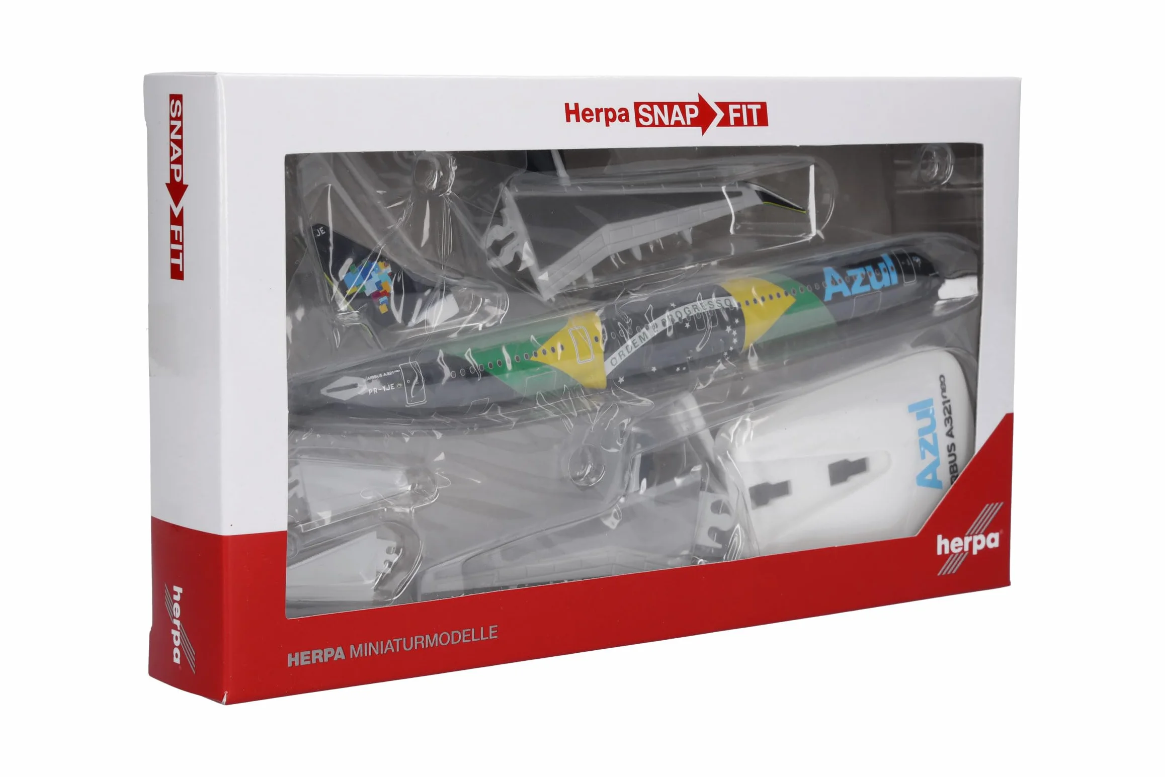 herpa Miniatura del avión Azul Brazilian Airlines Airbus A321neo Brazilian Flag Livery” - Snap-Fit, Escala 1/200, Modelo, maqueta de colleción, modelismo, Avion con Soporte, Figura plástico