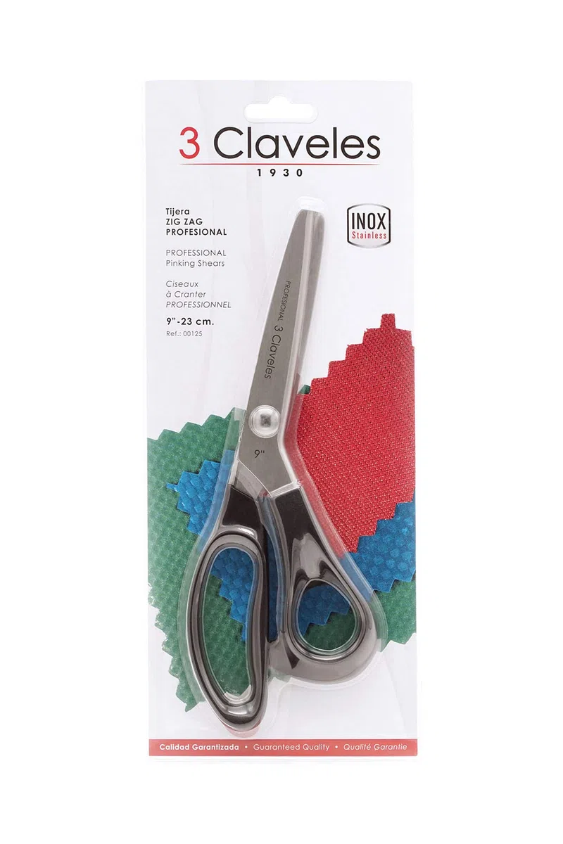 3 Claveles 125 - Tijera en zig zag de 23 cm(9"), inox, mango nylon