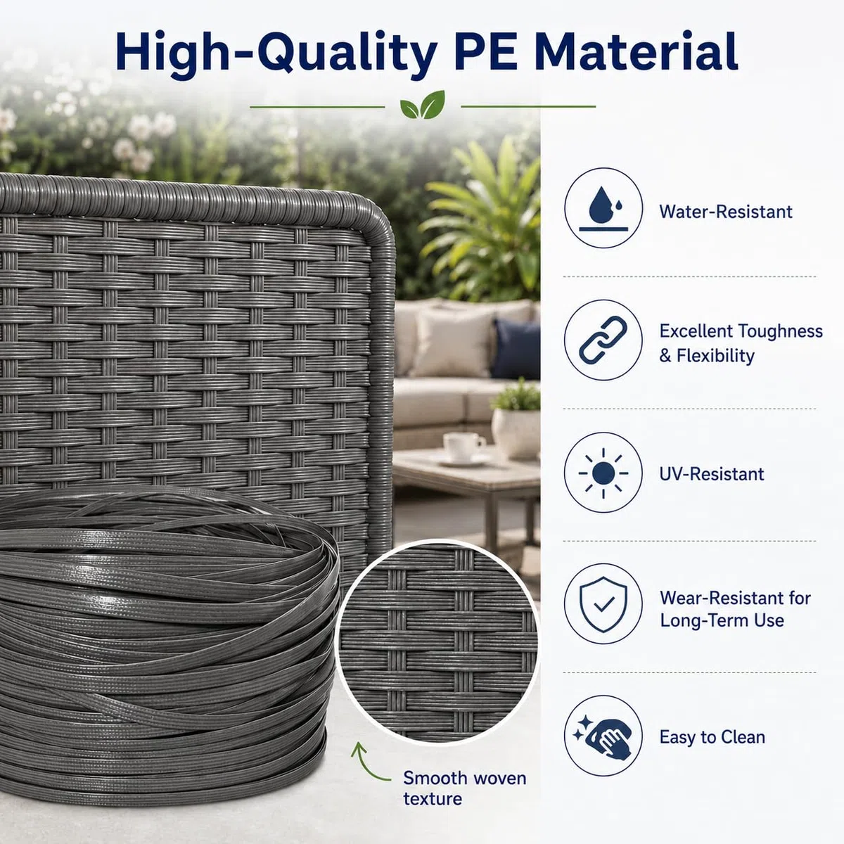 Ratán sintético de plástico, 65 m, tejido plano de ratán sintético con palanca, material de reparación para muebles de exterior, silla de ratán, mesa y cesta (beige)