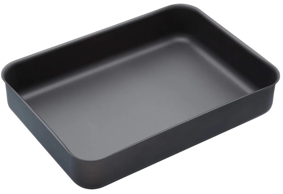 Bandeja de horno profesional de anodizado duro, antiadherente, grande 42 x 31 cm, aluminio, negro, 37x26.5x6.5 cm