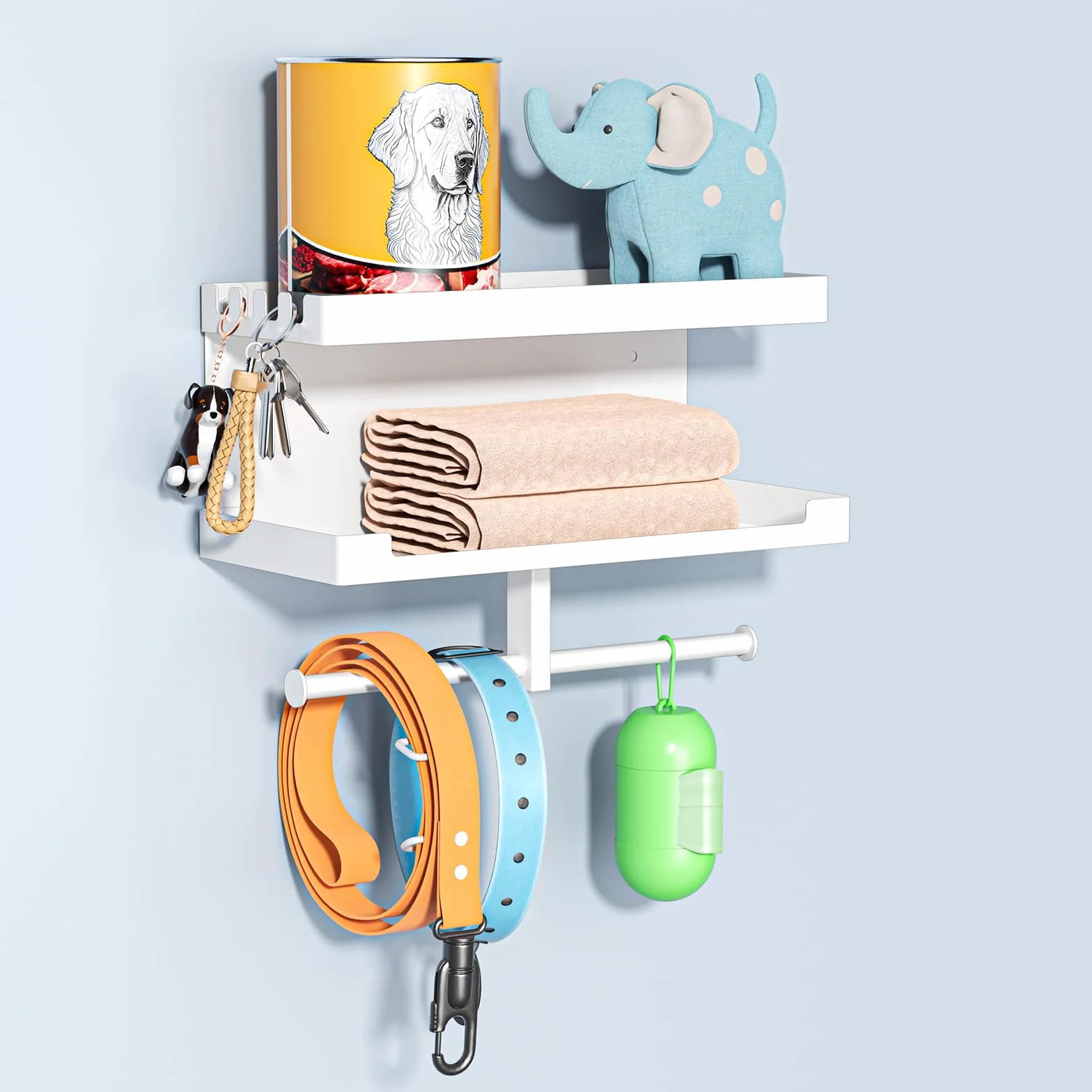 Colgador Perro, Colgador Llaves, Colgador Correas Perros, Colgar Llaves Entrada, Perchero Perro, para Correas de Perros, Golosinas de Entrenamiento, Llaves, Grande (Blanco)