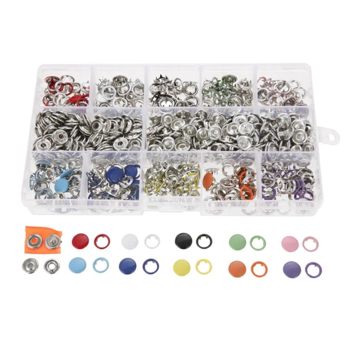 200 juegos de ropa, zapatos, bolsa de cuero, ojales DIY, cierres a presión, 9,5mm, 10 colores, botones, botones de presión de Metal, botón de anillo de punta-200 juegos sin herramientas