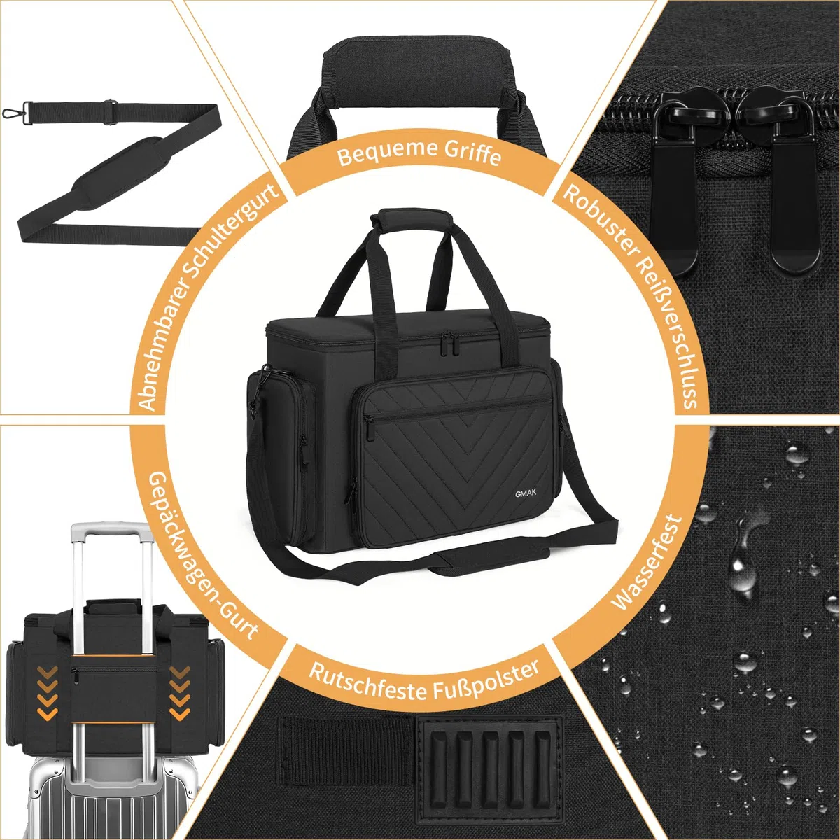 OUUTMEE Estuche para máquina de coser, bolsa de transporte para máquina de coser con acolchado removible, bolsa de mano portátil organizadora de almacenamiento para la mayoría de las máquinas estándar