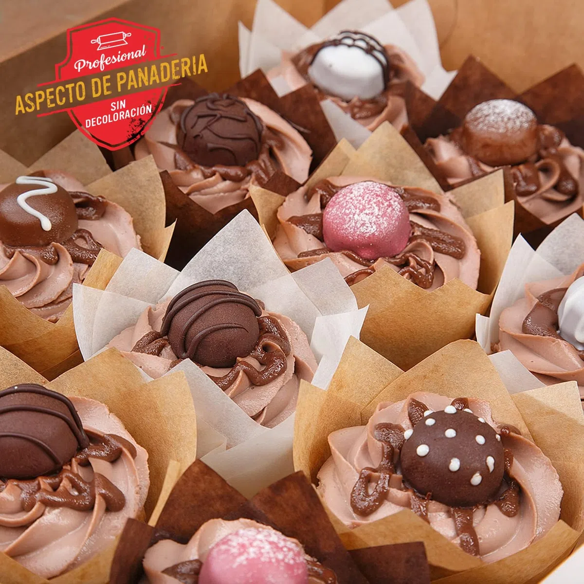Moldes Magdalenas Tulipán, 150 Pzas – Blancas, Beige y Marrones, Muffins Moldes Desechables – Papel Cupcakes para Hogar y Eventos – Fáciles de Quitar por Baker's Signature
