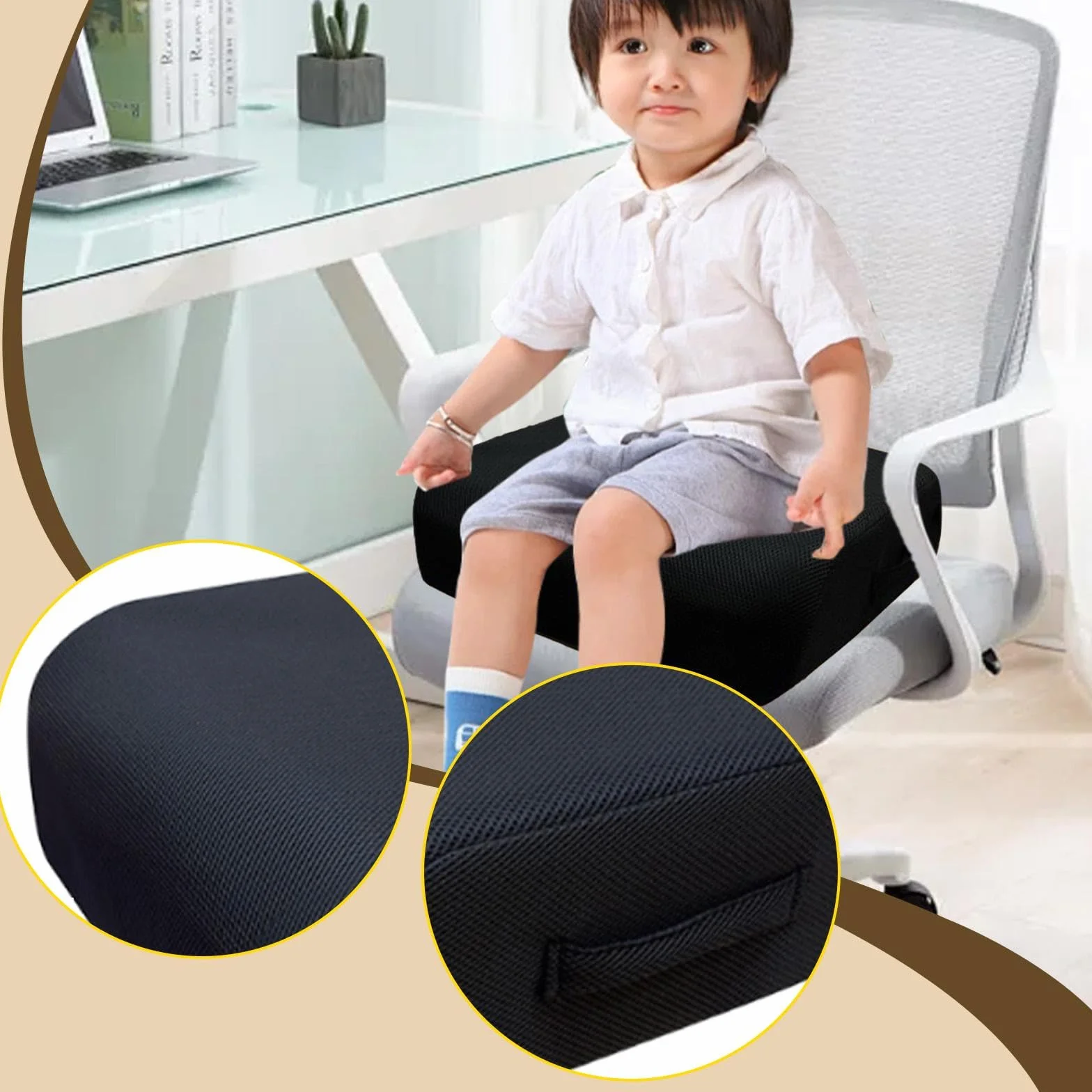Asiento ergonómico para silla de oficina, cojín de malla versátil para sentarse durante mucho tiempo, cómodo y cómodo cojín de asiento de avión para apoyo postural para el trabajo y el ocio