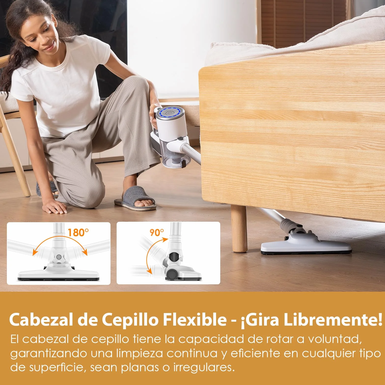 VersLife Aspiradora sin Cable S6PRO,30kPa Aspirador Escoba sin Cable Potente,Diseño Sin Enredos,Filtración HEPA de 6 Etapas,Herramientas Multifuncionales,Aspirador Inalámbrico para Mascotas y Suelos