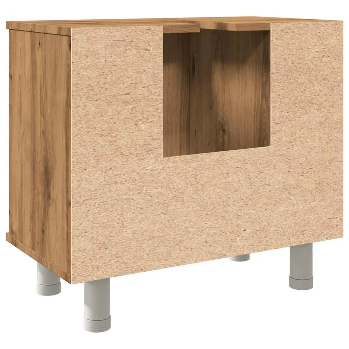 ATOMSTACK MAKER Mueble de baño Artisan, roble 60 x 32 x 53,5 cm, con 7 compartimentos y puerta, resistente a la humedad, armario de madera para un almacenamiento ordenado del baño, incluye soporte de