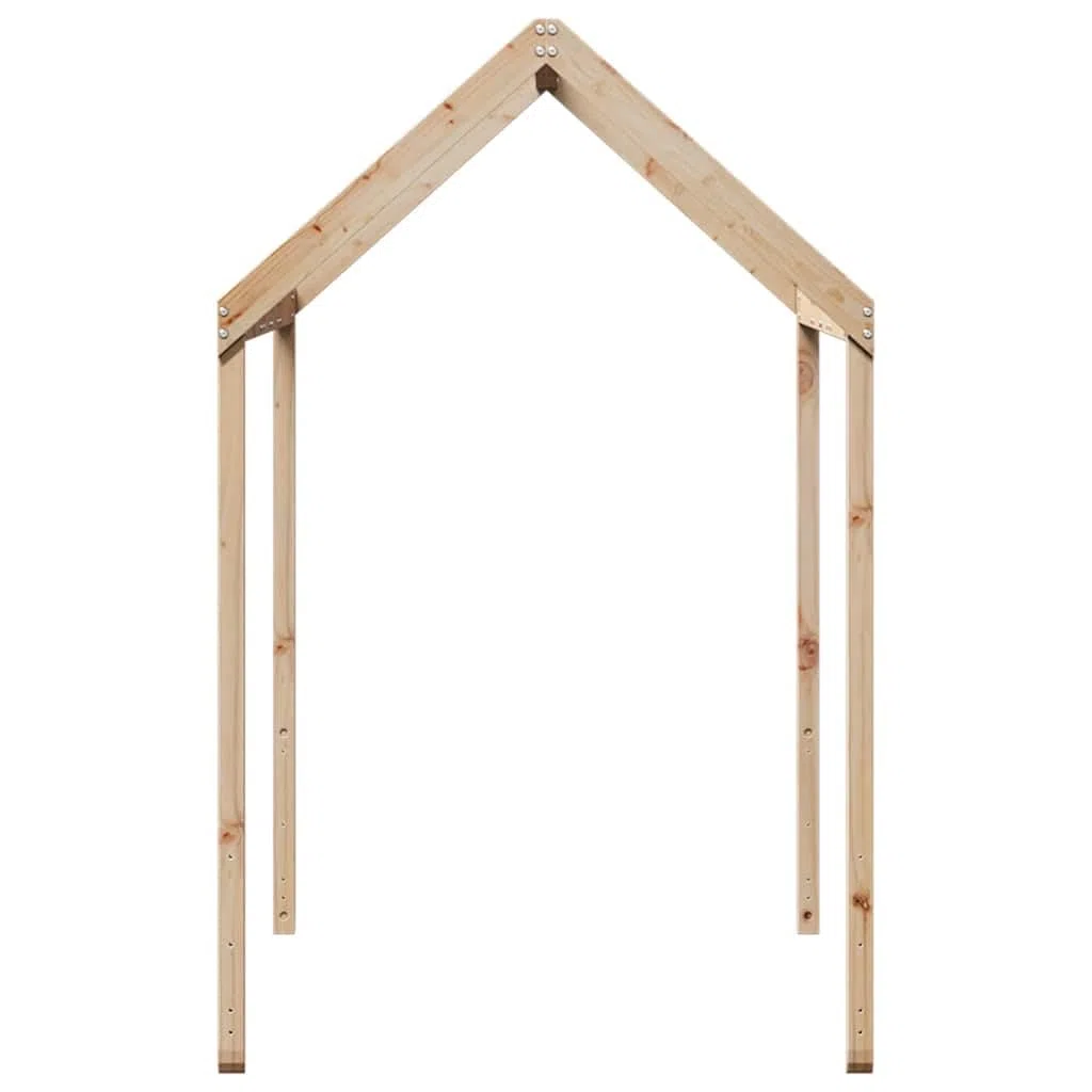 Techo de madera maciza de pino para cuna, 207 x 95,5 x 159 cm, marco de cama estable con lado abierto, accesorio duradero para sala de juegos para el dormitorio