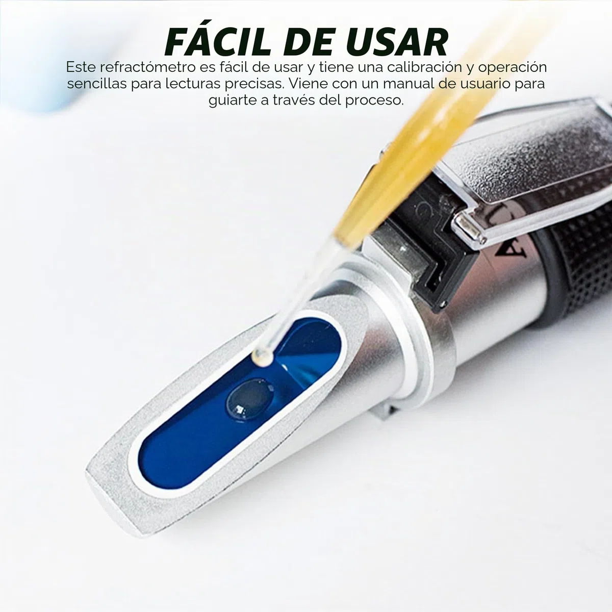 Refractómetro Alcohol - 0-80% Volumen, ATC para Destilados - Portátil con Luz LED y Pipetas - Medición Precisa del Alcohol.