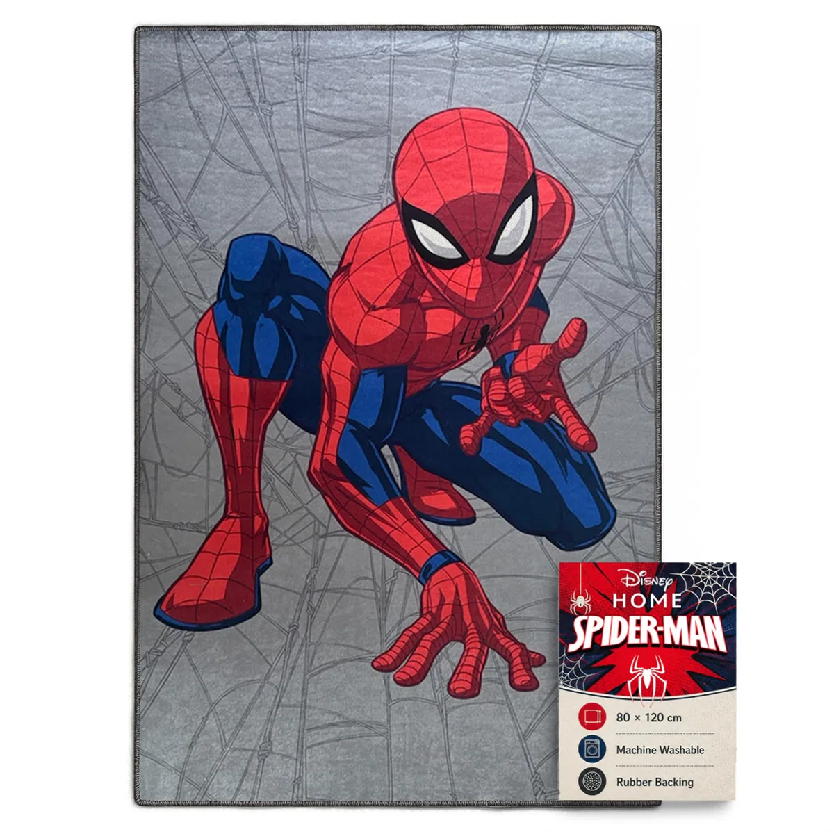 Disney Alfombra para niños con licencia oficial para niños, para habitación de niños, sala de juegos, antideslizante y lavable a máquina, alfombra de Disney Spiderman, 80 x 120 cm