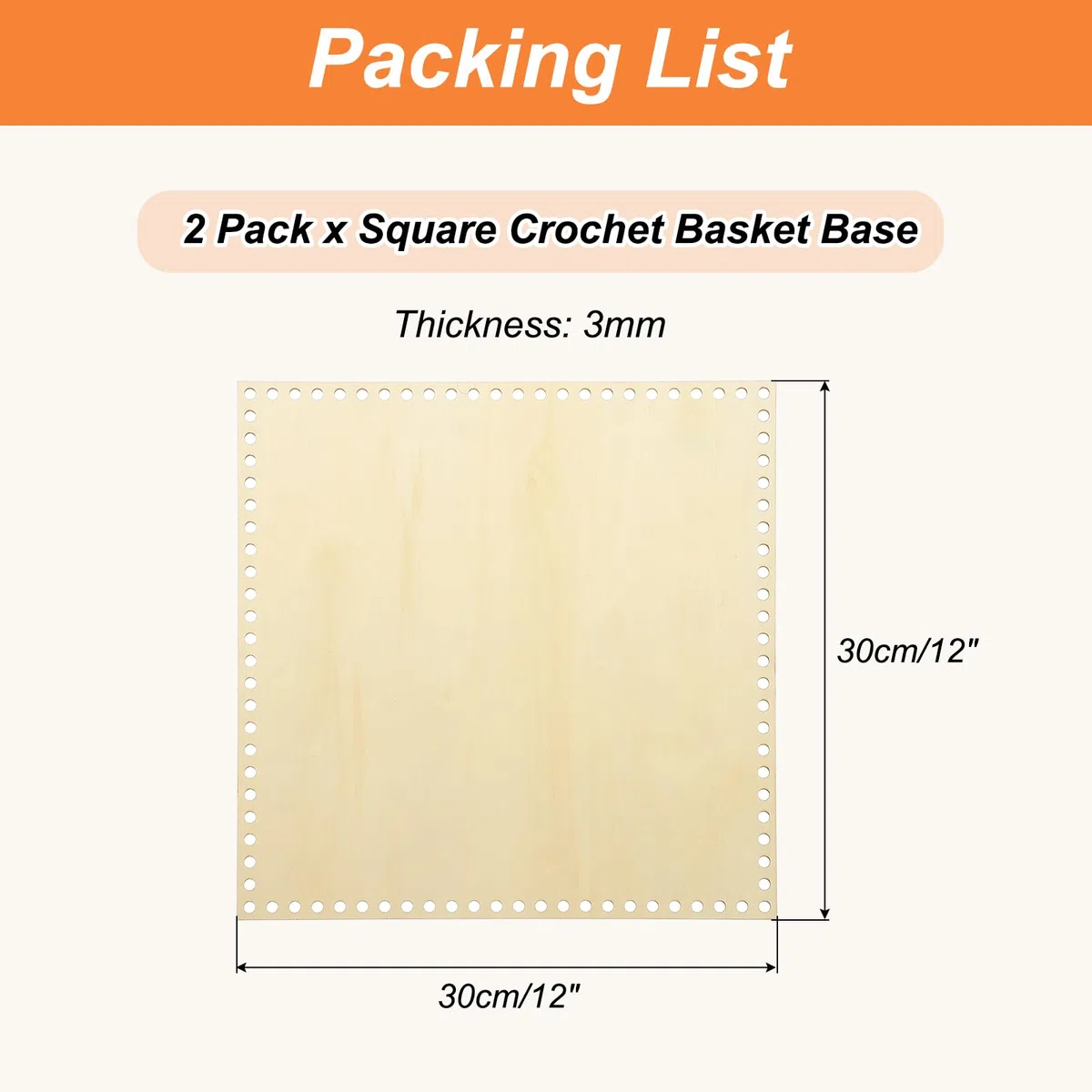 PATIKIL Base para cestas de ganchillo 12 x 12 pulgadas, 2 Piezas Bases cuadradas para fondo de cestas moldeador para bolsos suministros para tejido kit de ganchillo