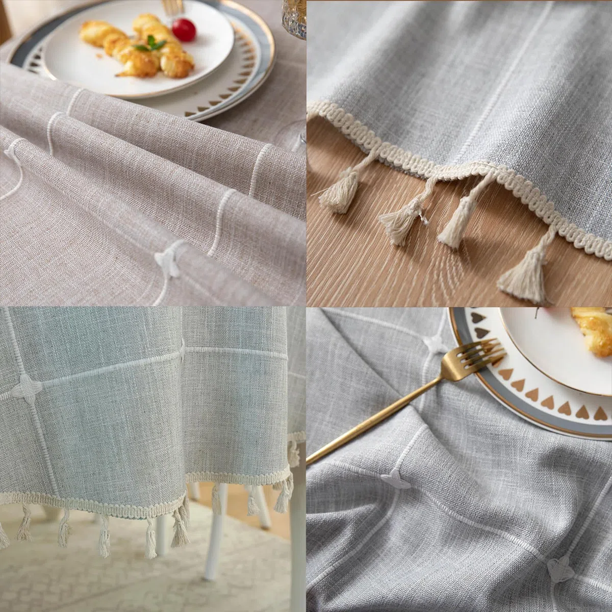 Mantel 140x280cm, Mantel Mesa Rectangular con Borlas, Mantel Antimanchas Table Cloth Rectangular para Mesa de Comedor, Mantel Antimanchas Mesa Cocina Rectangular