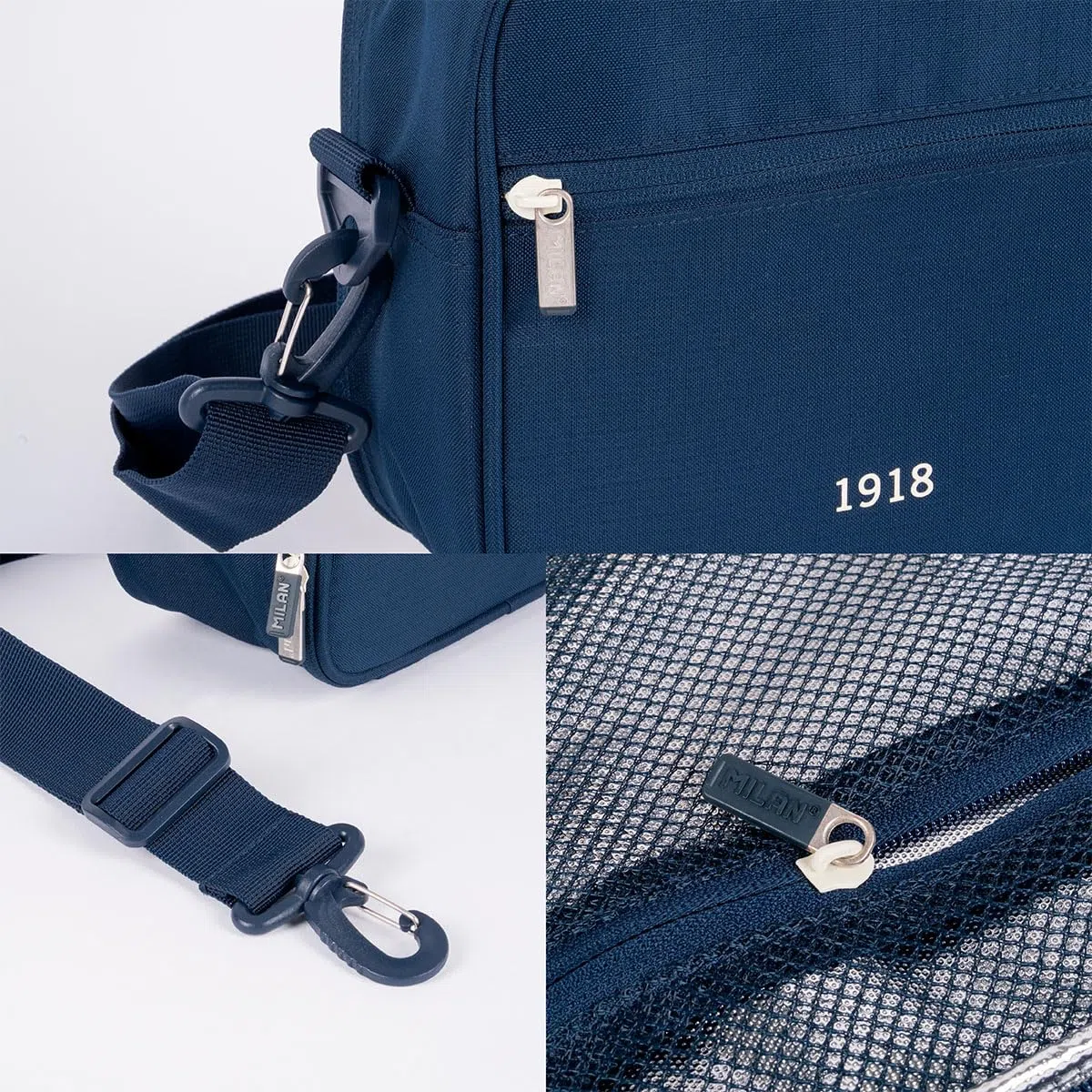 BOLSA ISOTÉRMICA PORTA ALIMENTOS CON 3 RECIPIENTES (3,5L) SERIE 1918, AZUL MARINO MILAN