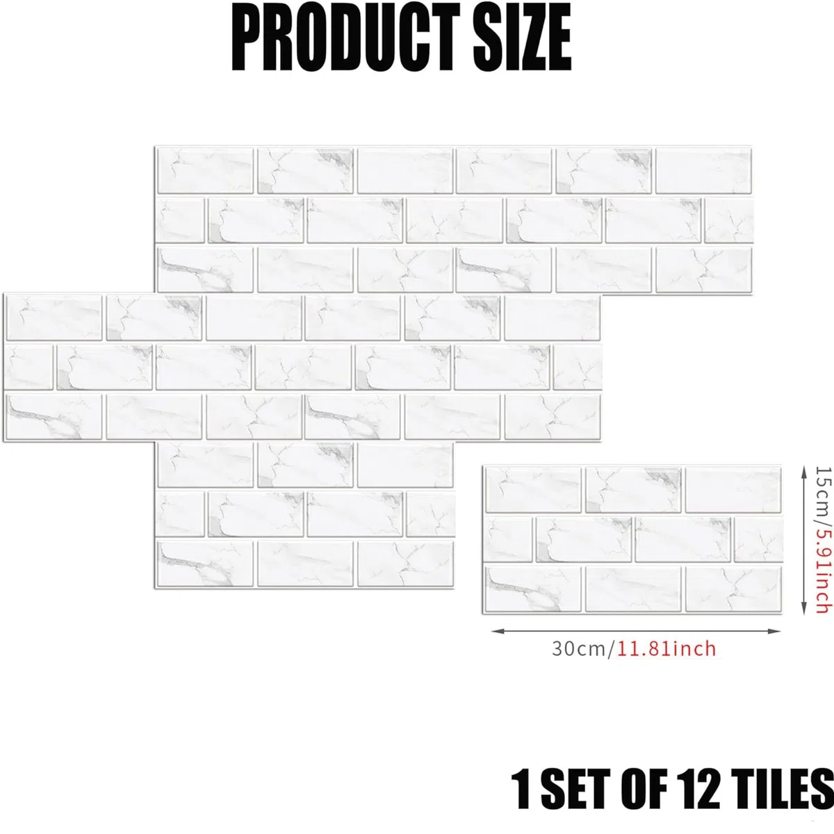 Pegatinas de Baldosas, Adhesivo de Pared Azulejos Adhesivo de Pared PVC Decorativos Adhesivos para Cocina y Baño Ladrillos pared Gris 15 x 30 cm (24 Piezas)