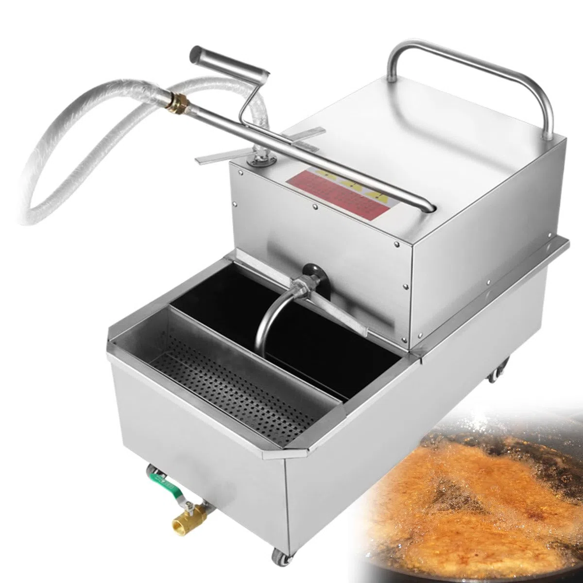 Filtro móvil para freidora, Carro de Filtro de Aceite para freidora de 550 W, máquina de filtrado de Aceite para freidora de 65 L, para supermercados y restaurantes,