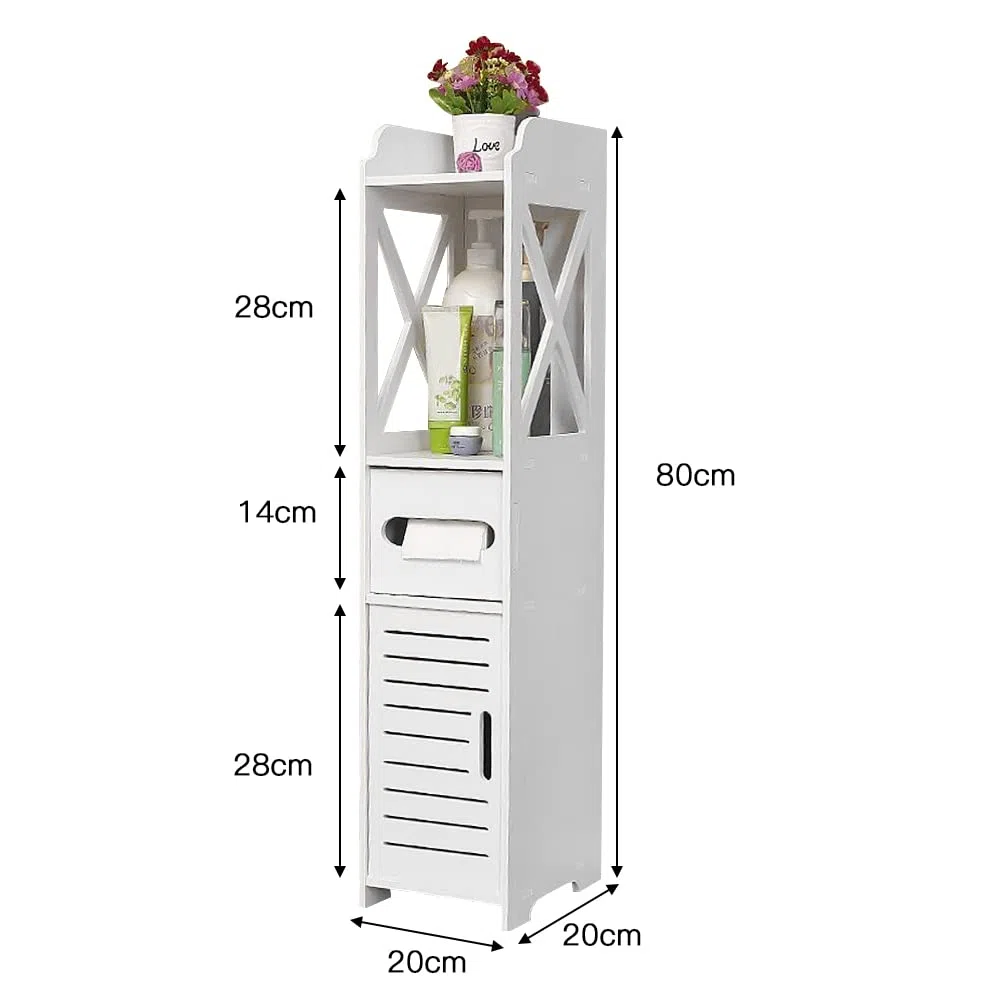 Mueble de baño, mueble para inodoro, mueble para inodoro, almacenamiento para baño, cajón, compartimento, ahorro de espacio, espacios pequeños (C,20 x 20 x 80 cm blanco), YUSHI1027