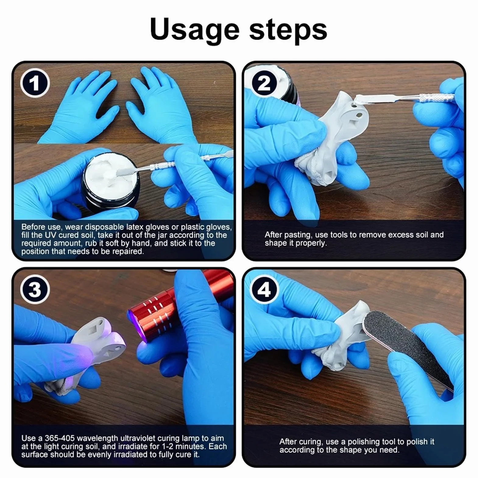 Sxhlseller Putty de Curado UV para Reparación de Impresión 3D - Curado Rápido, Uso Múltiple, Dureza Alta - 50 G de Compuesto de Relleno de de Luz