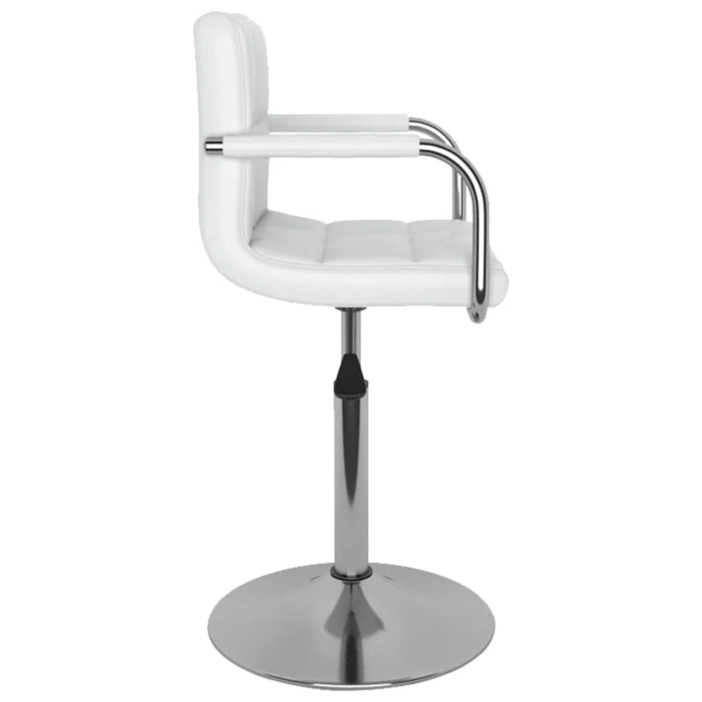 Juego de 2 sillas de comedor giratorias de piel sintética blanca con estructura de acero cromado, altura regulable mediante muelle de gas, giratorias de 360 grados para comedor