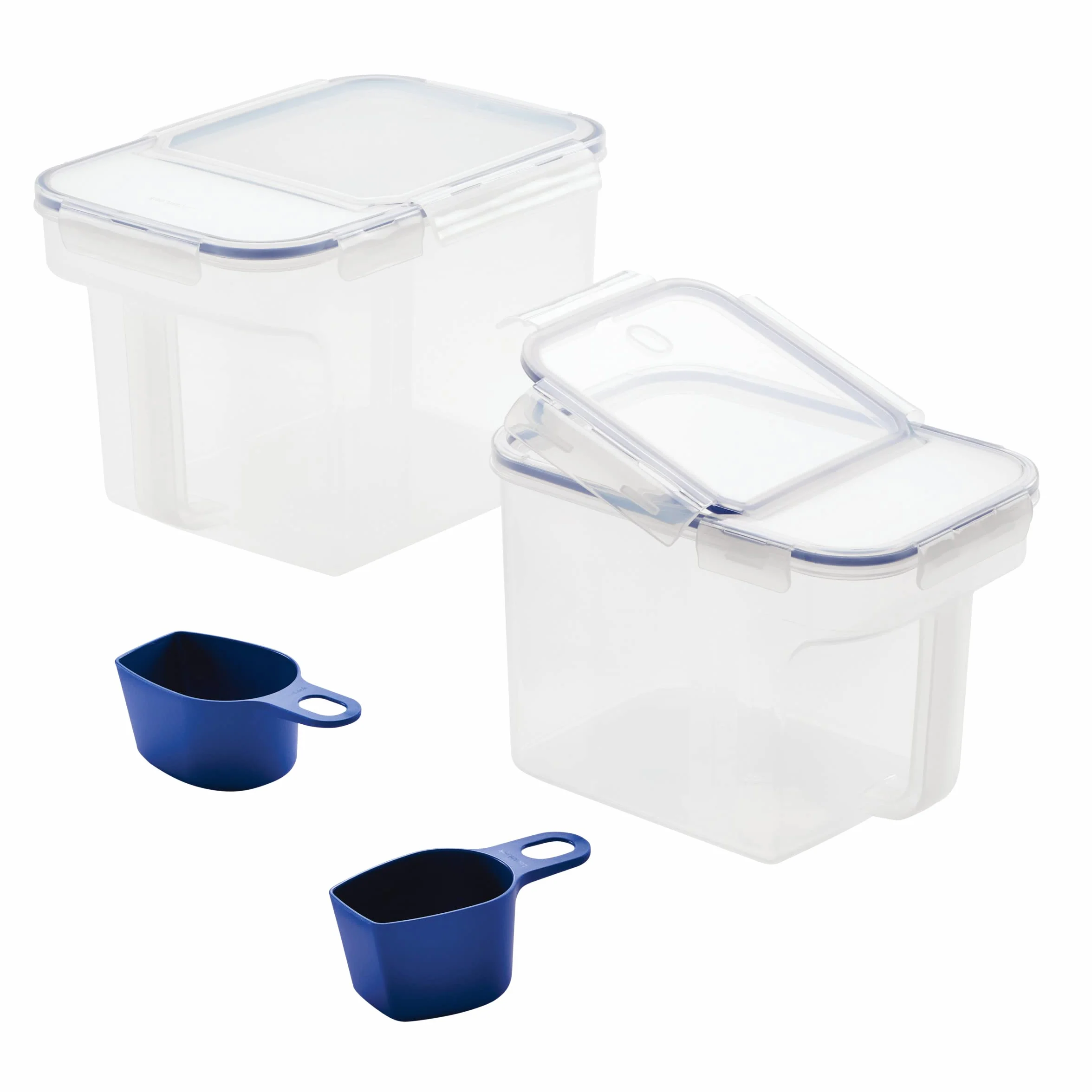 LocknLock Easy Essentials - Juego de contenedores y cubos de almacenamiento de alimentos, sin BPA, apto para lavavajillas, 4 piezas, transparente