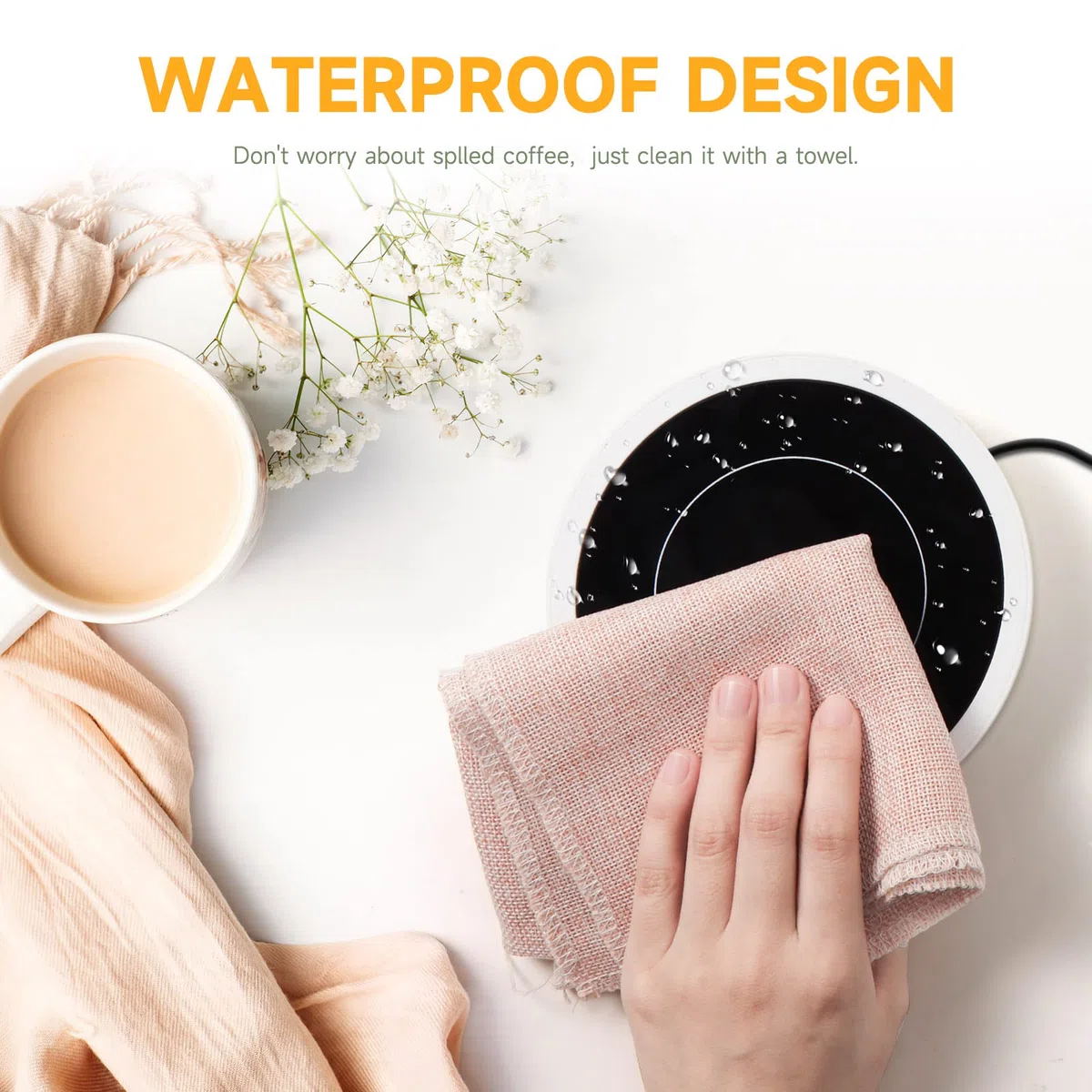 Calentador de Taza de café Calentador de Tazas Inteligente con 3 configuraciones de Temperatura Calentador de Bebidas eléctrico Apagado automático, Calentador de café, té y Leche (sin Taza)