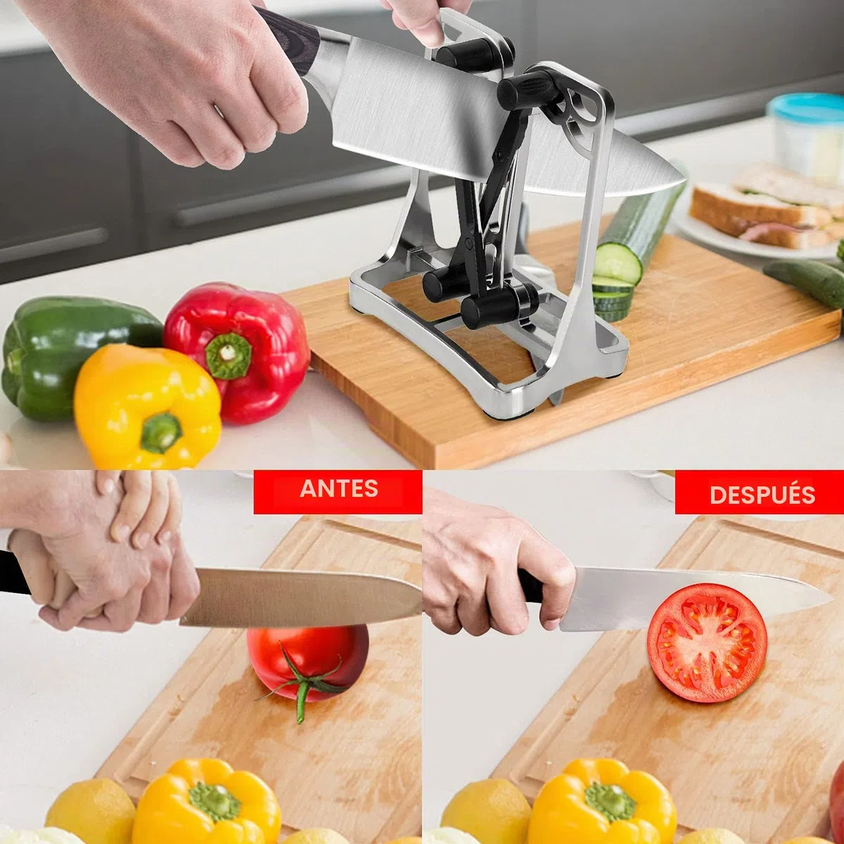 Dealswin - Afilador de Cuchillos de Cocina Profesional Manual para Todo Tipo de Herramientas de Cocina - Knife Sharpener