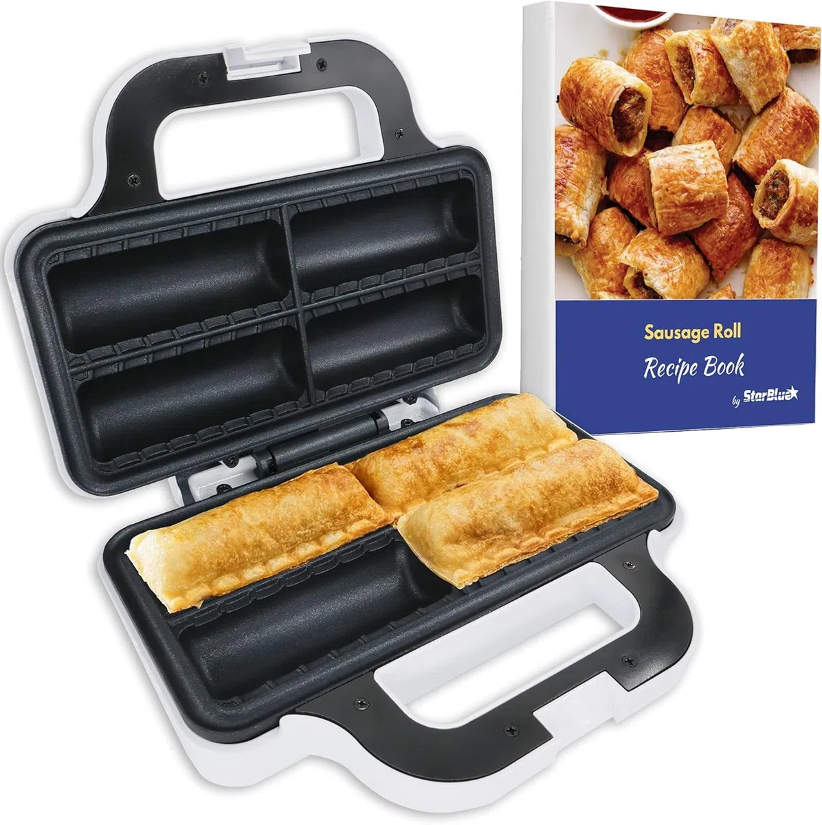 StarBlue - Máquina para hacer rollos de salchichas con libro electrónico de recetas gratis, 220-240 V 50/60 Hz 850 W Enchufe del Reino Unido Y Adaptador Europeo